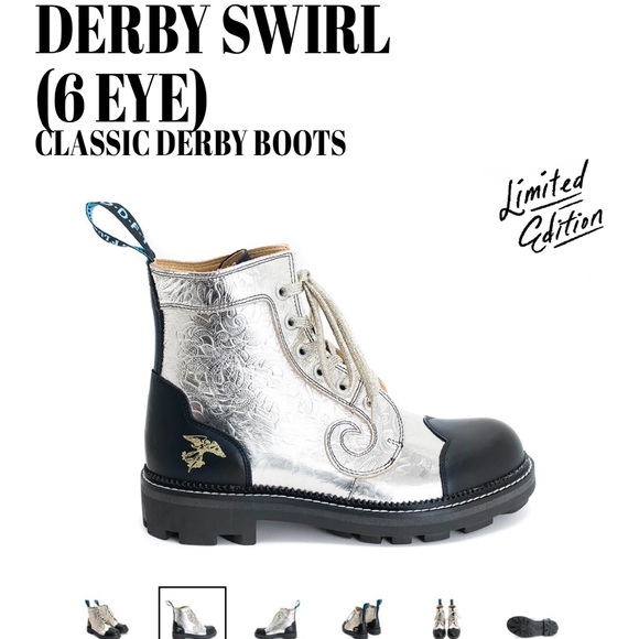 John Fluevog Limited Edition Platinum Derby Boots - Picture 4 of 16